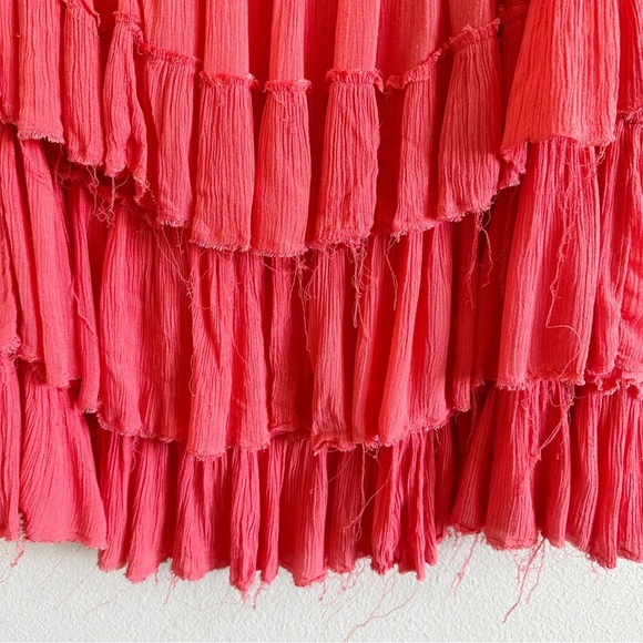 Free People Sunbeam Gauze Lace Tiered Dress Coral Size Small - Picture 13 of 15